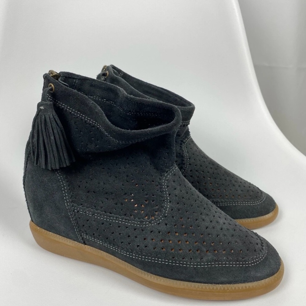 Isabel Marant Charcoal Perforated Ankle Booties